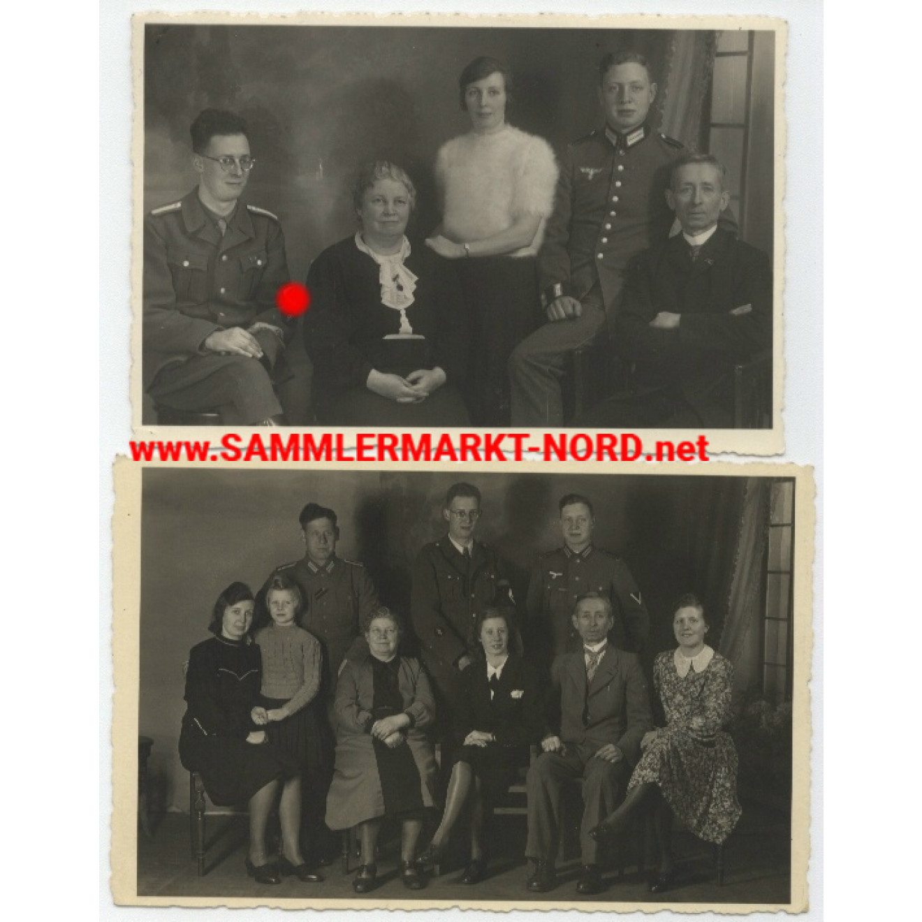 2 photos medics of the organization Todt with family