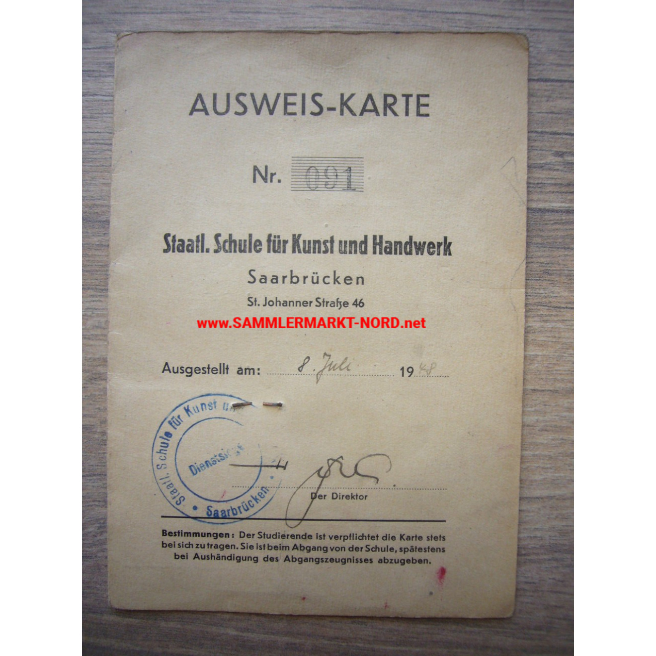 Saarbrücken - State School for Arts and Crafts - ID card