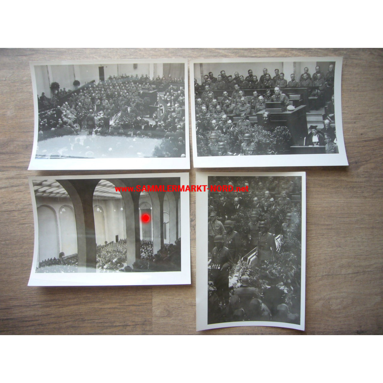 4 x photo - funeral service for highly decorated soldier - Hitler bust