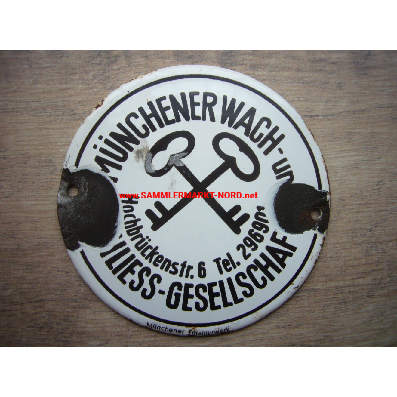 Münchener Wach- und Schliess-Gesellschaft - Emailleschild