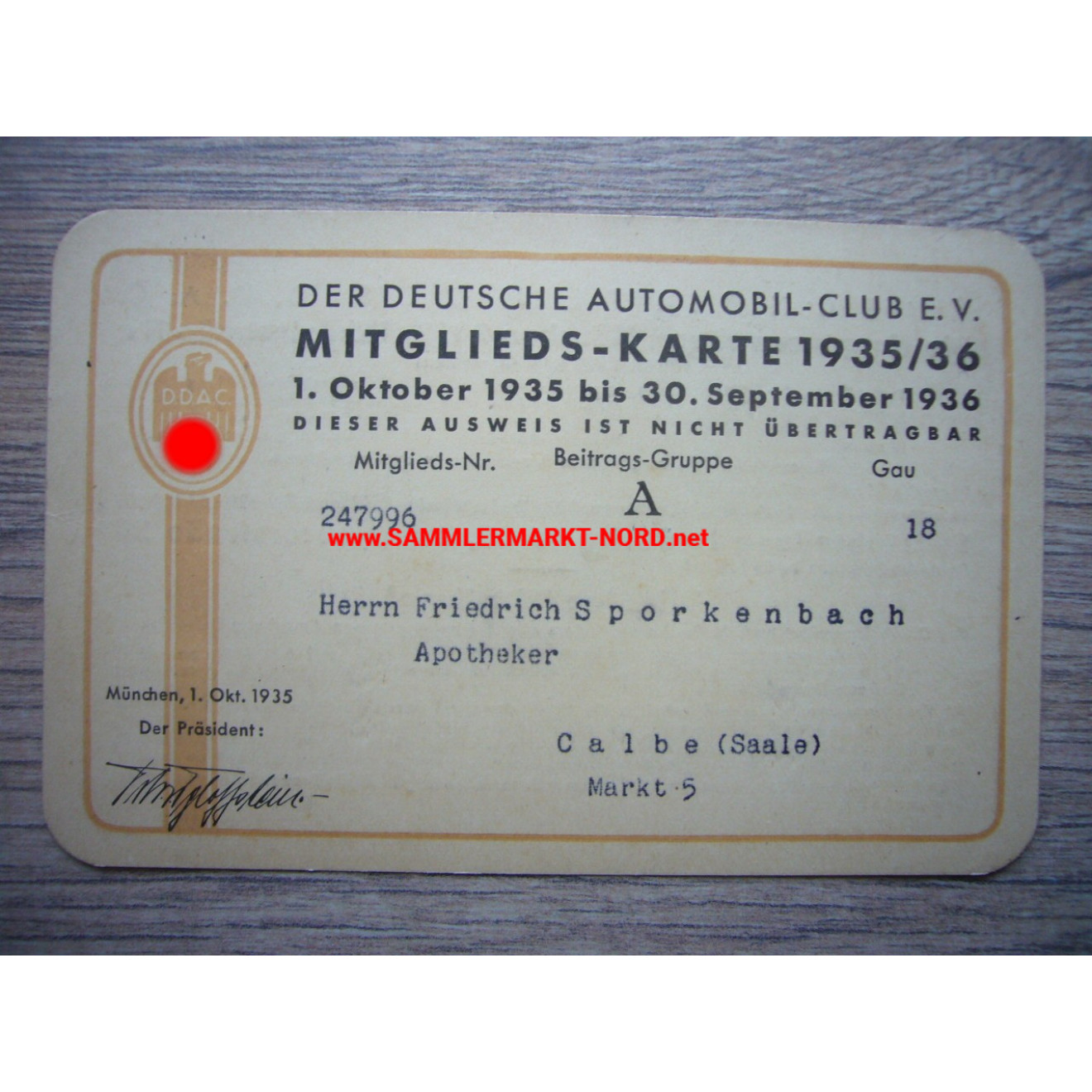 DDAC German Automobile Club - Membership Card