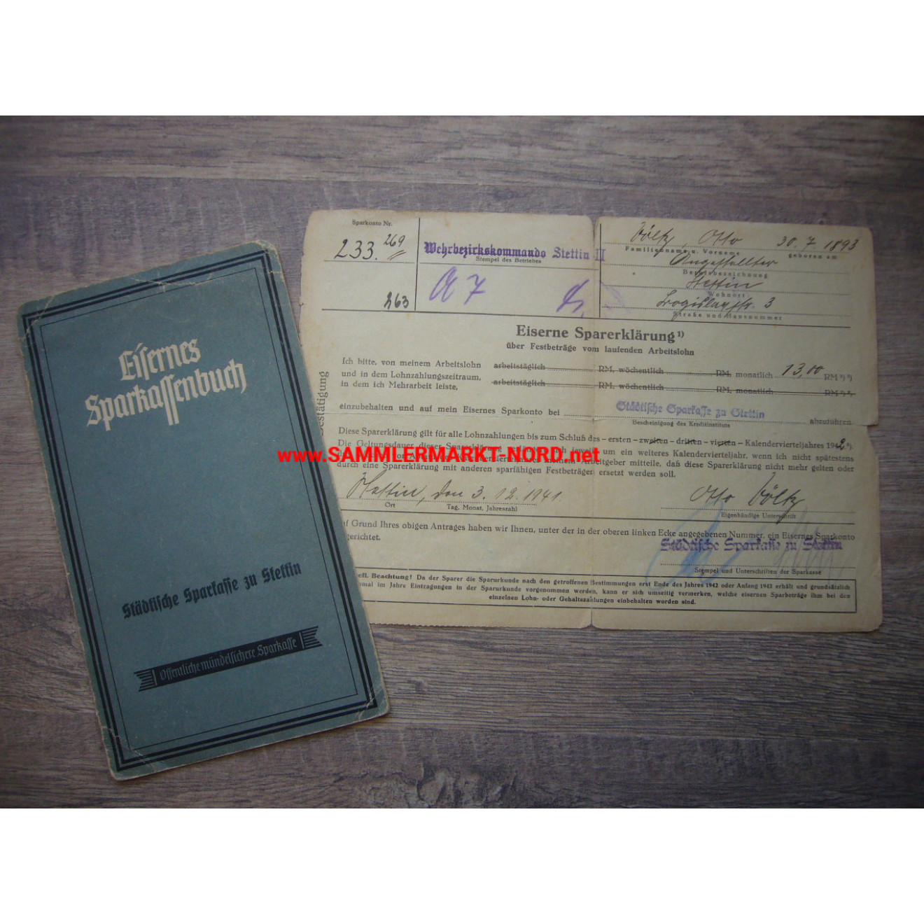 Iron savings bank book - Szczecin (Pomerania) 1943/44