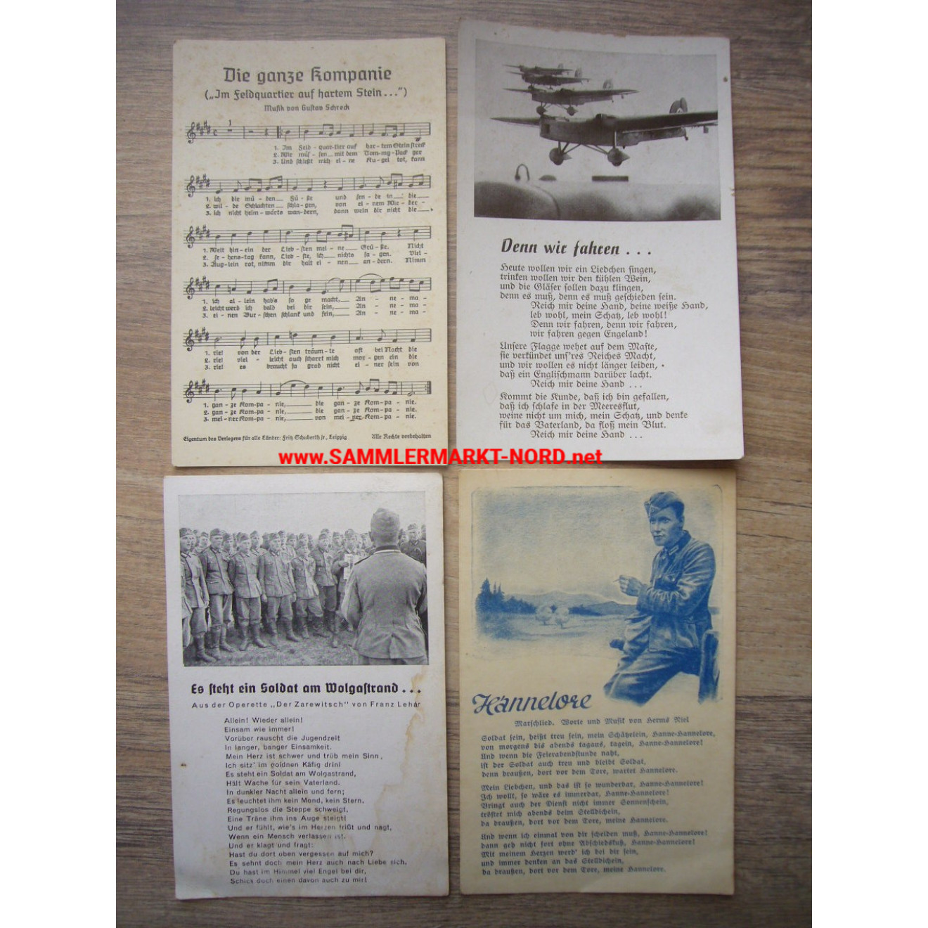 4 x Wehrmacht / Luftwaffe - Liederpostkarte