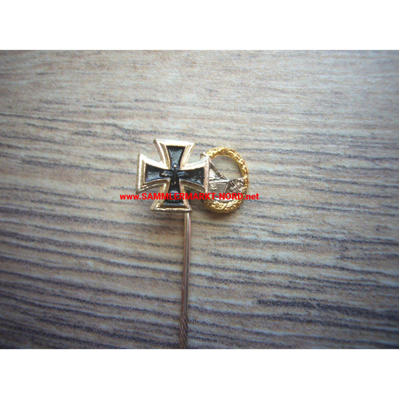 Iron Cross 1939 & Coastal Artillery War Badge - Miniature Pin