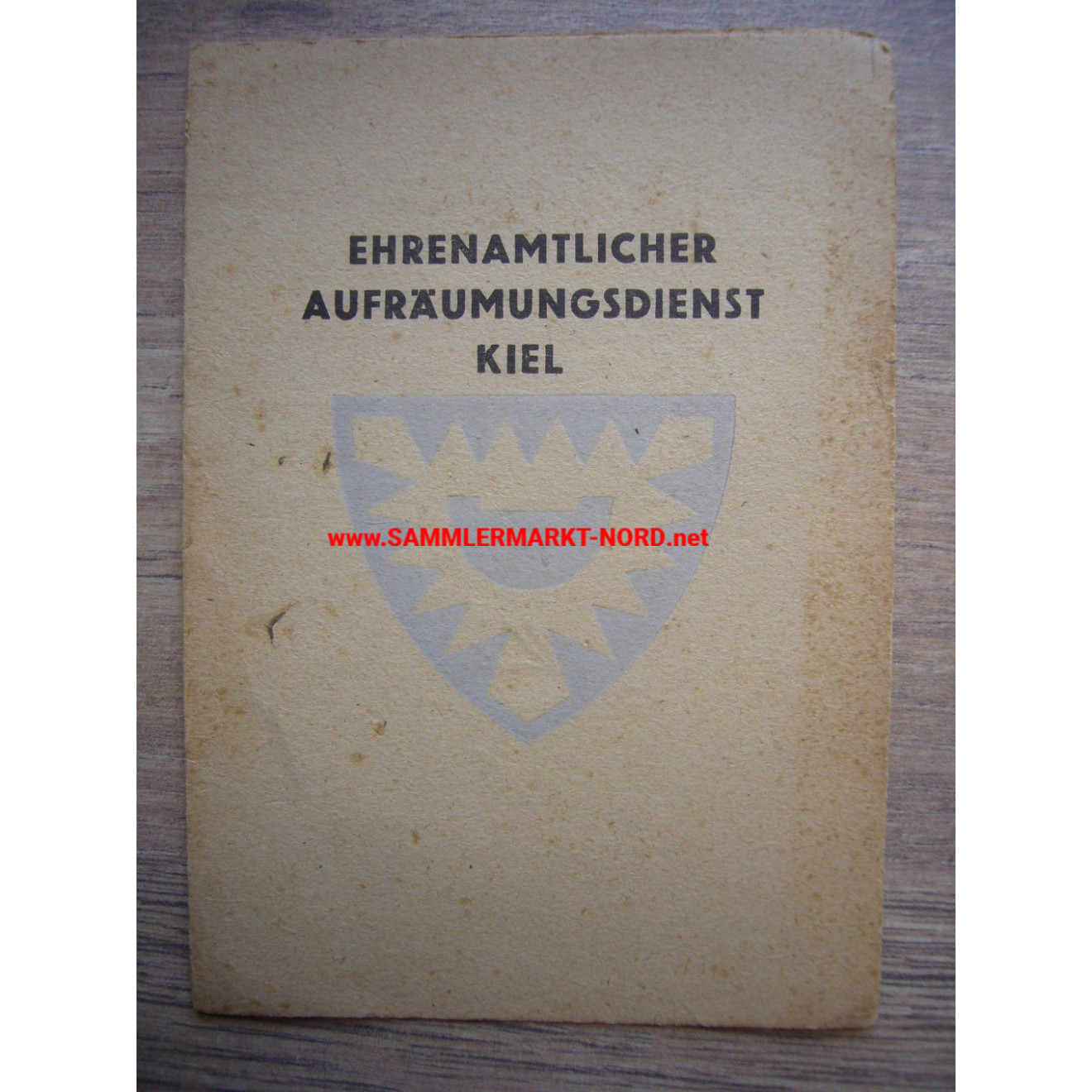 Ehrenamtlicher Aufräumungsdienst Kiel - Mitgliedsausweis 1946
