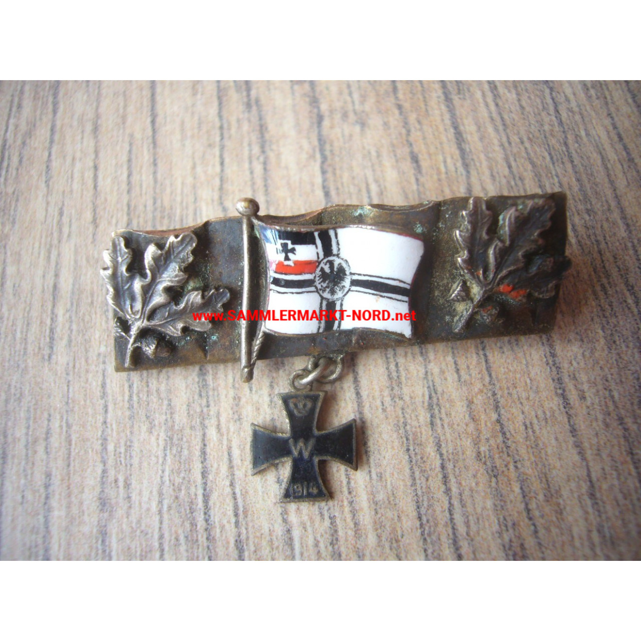 Patriotic Brooch with Imperial War Flag and Iron Cross 1914