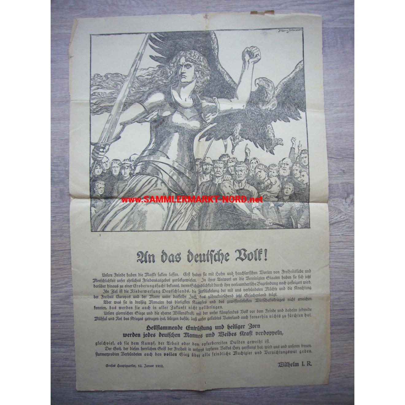 An das deutsche Volk! - Großes Hauptquartier (GHQ) 1917 - Plakat