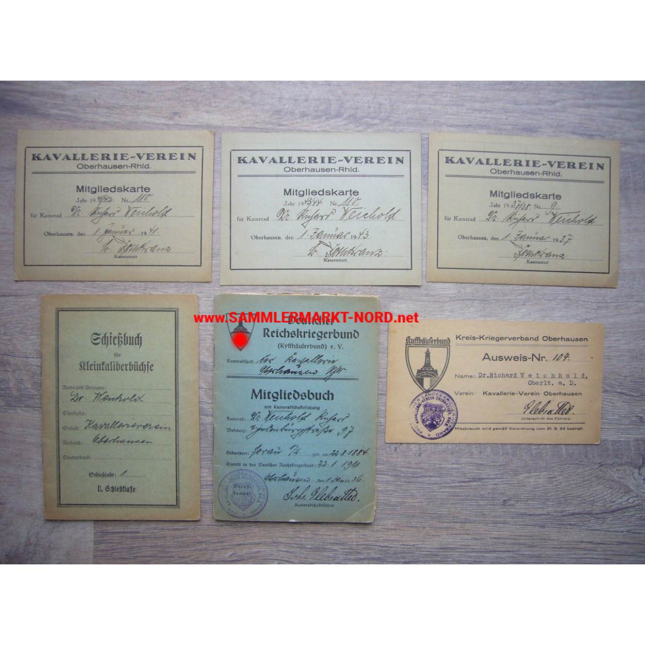 Identity card convolute Kyffhäuserbund - Cavalry Association Oberhausen