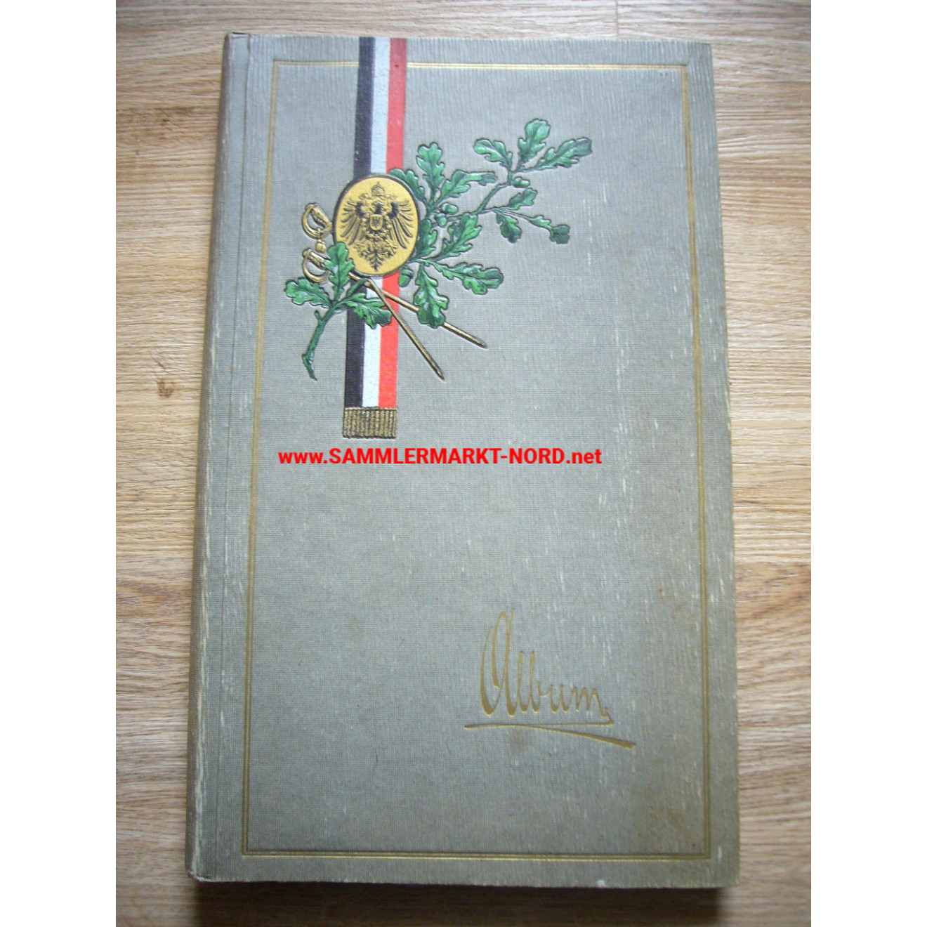 Patriotic photo album / postcard album - Emperor eagle and officer's sword