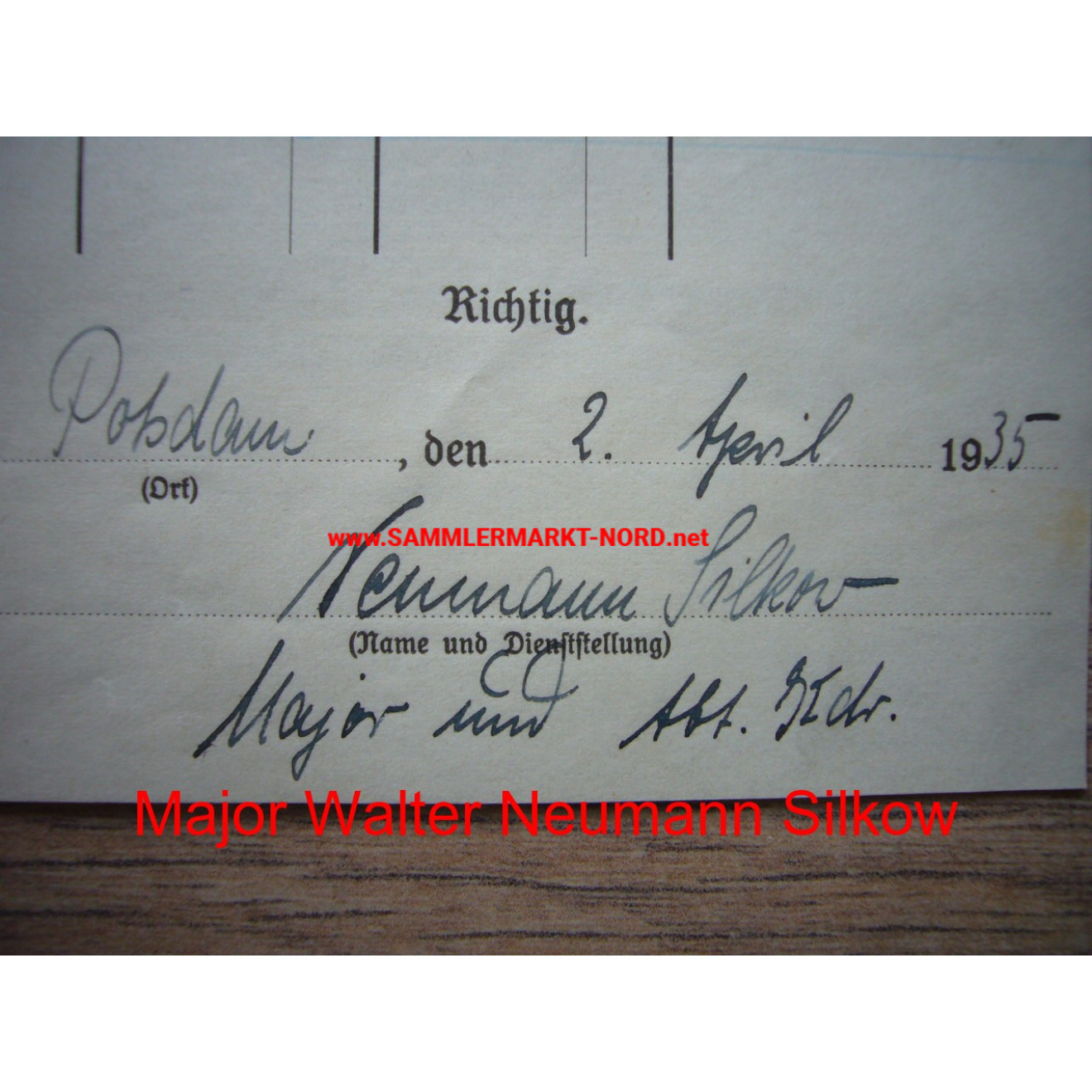 Generalleutnant WALTER NEUMANN-SILKOW - Autograph - Aufklärungs-Abteilung 8