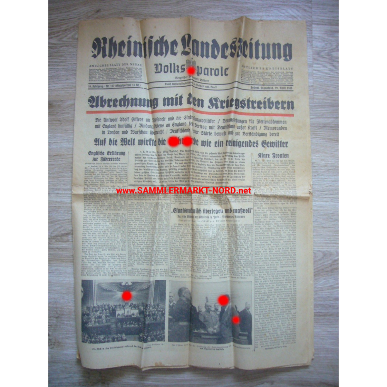 Rheinische Landeszeitung - Volksparole - 29.4.1939