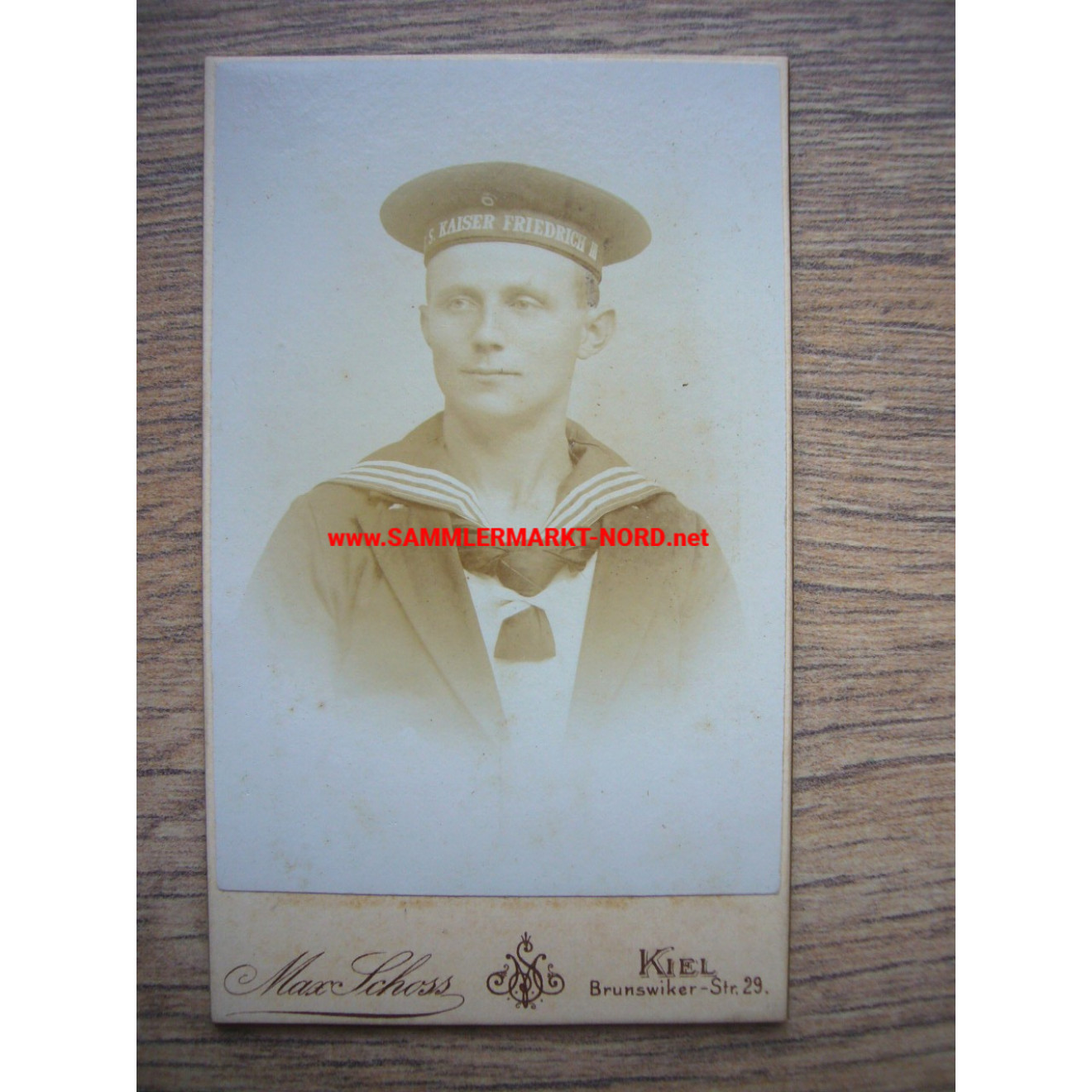 Cabinet photo - Imperial Navy - Kiel - Sailor of the SMS Kaiser Friedrich III