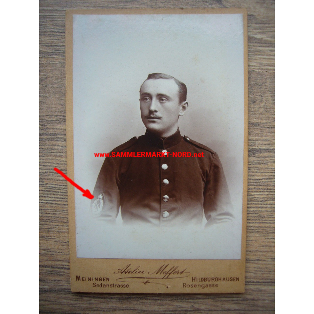 Cabinet photo - Thuringian soldier with Imperial Shooting Prize 1897