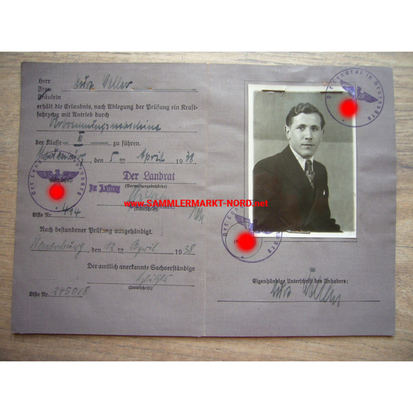 Class 3 driving licence - Neuenbürg 1938