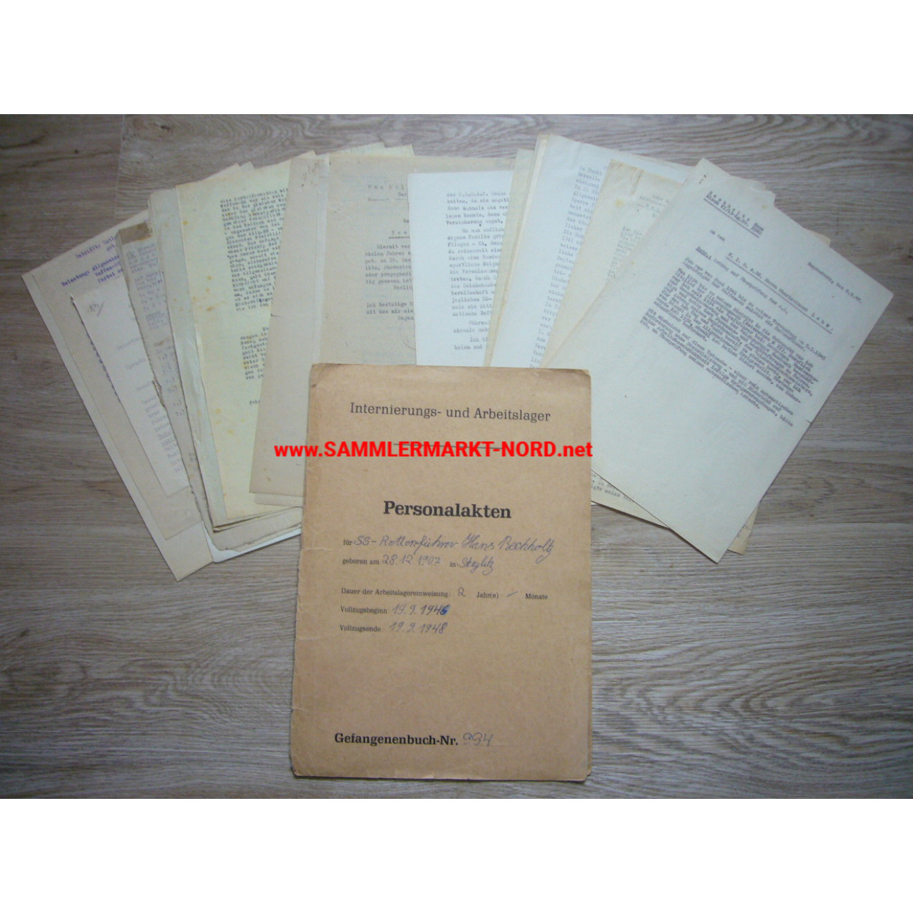 Internment and labour camp Regensburg - Personal file of the SS - Rottenführer