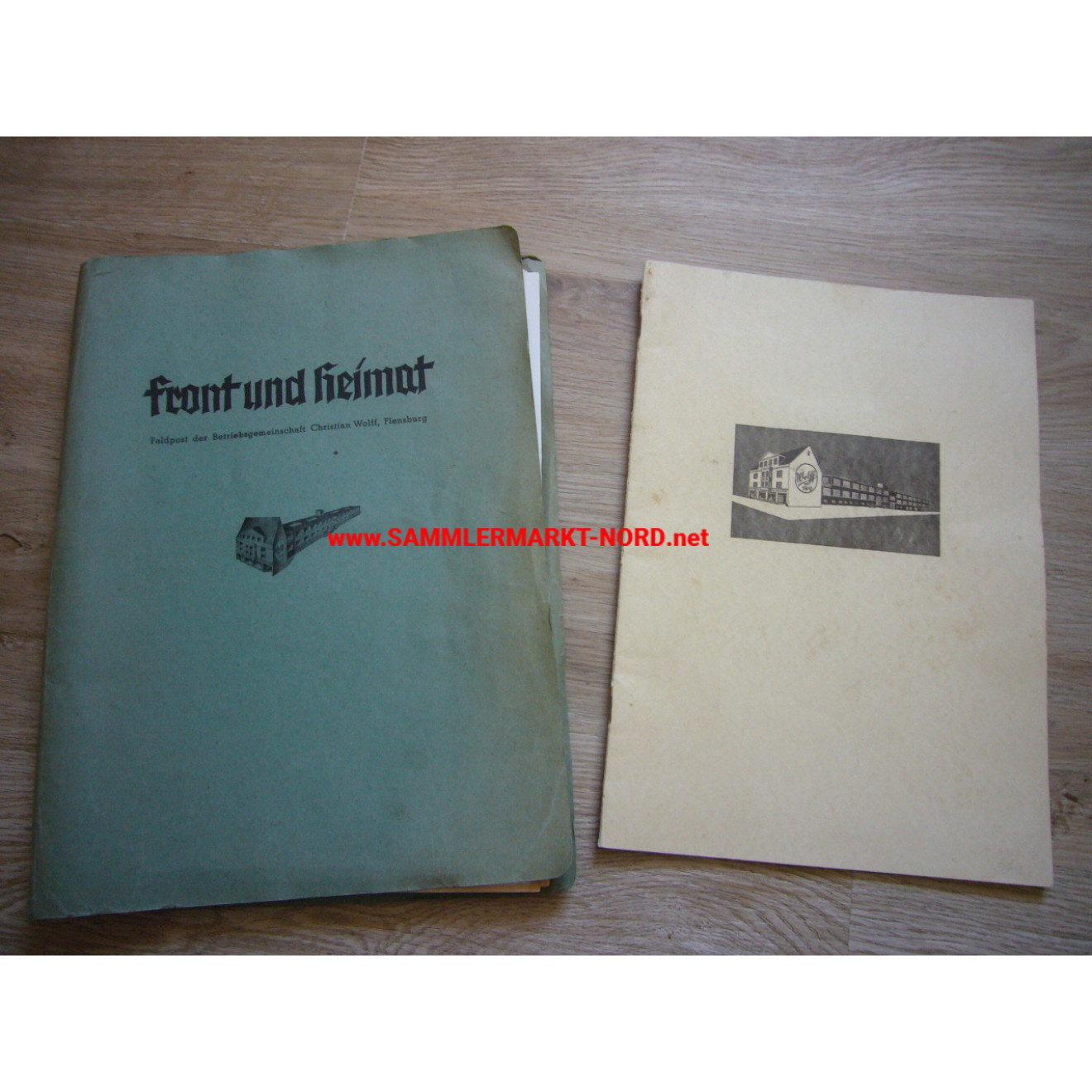 Front and home - Field post from the Christian Wolff company in Flensburg + booklet celebrating the company's 70th anniversary in 1936