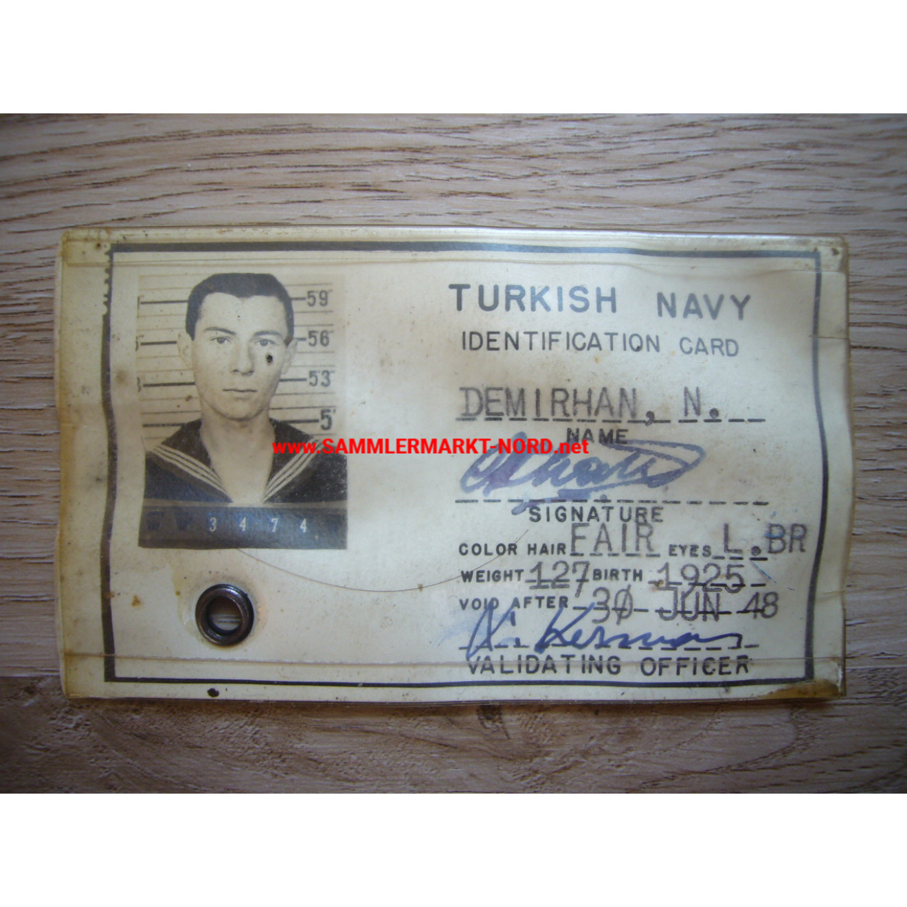 Turkey - Turkish Navy - Identity card - Deployment in the USA 1948