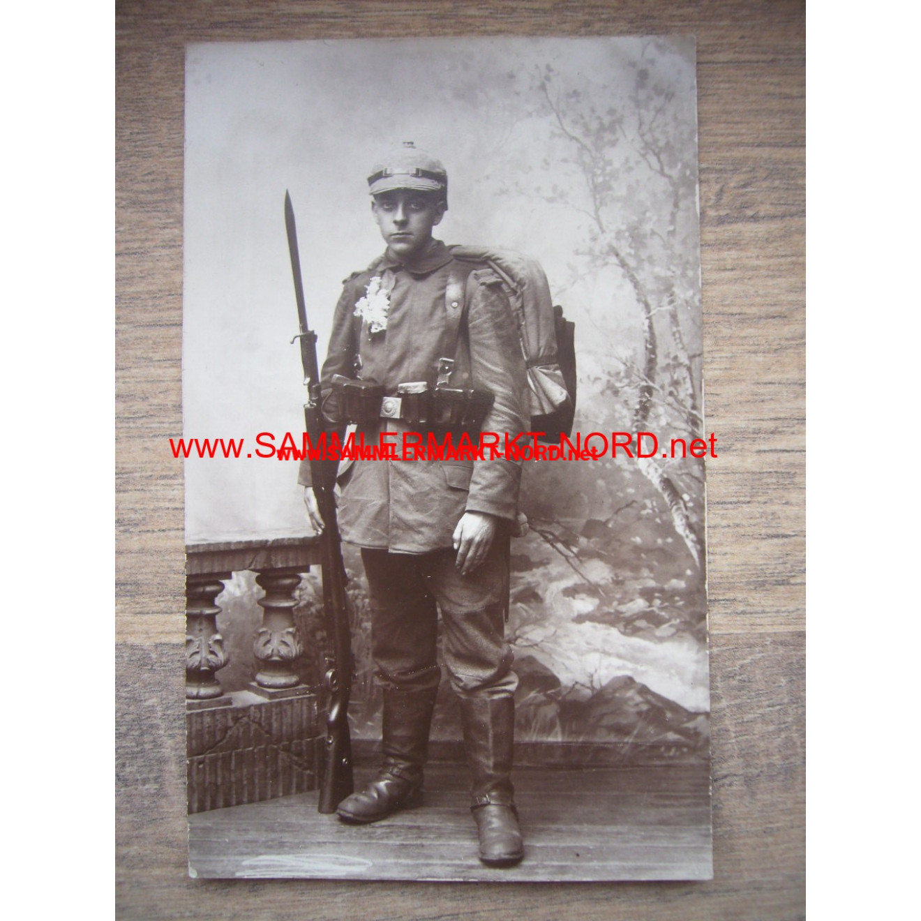 Field gray infantryman with marching baggage - portrait