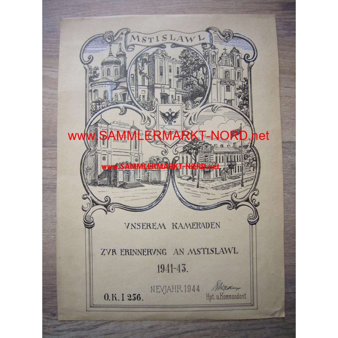 Wehrmacht certificate - O.K.I. in Mstislavl (Russia) 1944