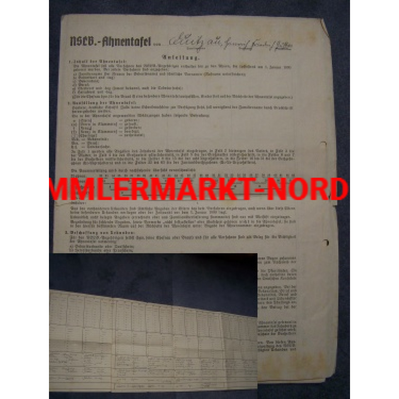 NSLB - Ahnentafel (National Sozialiatischer Lehrerbund)