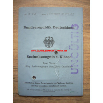 BRD - Ship Radiotelegraph Operator´s Certificate 1. Class