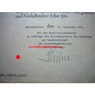 District President WALTHER KÜHN (West Prussia) - autograph