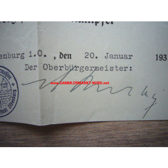 HEINRICH RABELING (NSDAP) - Lord Mayor of Oldenburg (i.O.) - Autograph