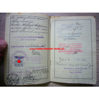 German Reich - passport - world exhibition Paris 1937 etc.
