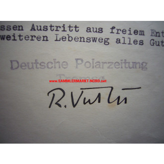 Deutsche Polarzeitung, Tromsö (Norway) - editor-in-chief RUDOLF VATER - autograph