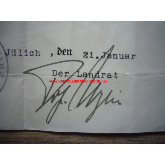 District administrator in Jülich - ULRICH FREIHERR VON MYLIUS - autograph