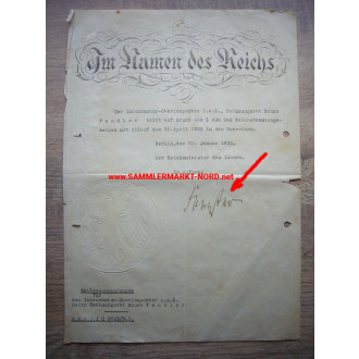 NSDAP Reich Governor of Danzig - ALBERT FORSTER - Autograph