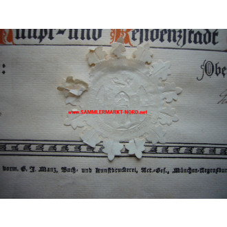 Certificate - Conferment of citizenship - Munich - Mayor WILHELM RITTER VON BORSCHT - autograph