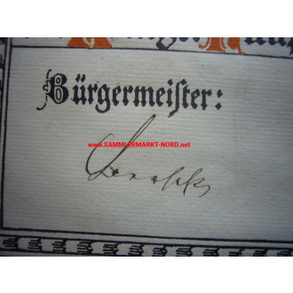 Certificate - Conferment of citizenship - Munich - Mayor WILHELM RITTER VON BORSCHT - autograph