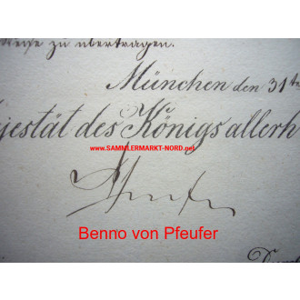 Königreich Bayern - Finanzminister BENNO VON PFEUFER (1862) - Autograph