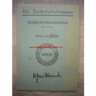 The Reich Chamber of Culture - Reichsschriftturmkammer - Membership Card