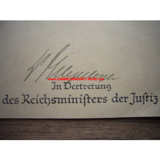 Certificate of Appointment District Court Councillor - Minister of Justice FRANZ SCHLEGELBERGER - autograph