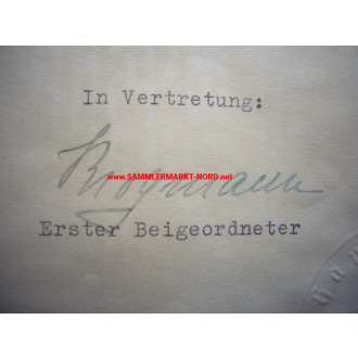 Mayor of Hamburg CARL VINCENT KROGMANN (1933-36) - autograph