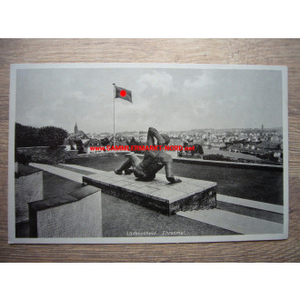 Lüdenscheid - memorial with waving swastika flag - postcard
