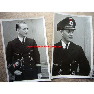 3 x Kriegsmarine portrait - officer with destroyer war badge