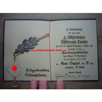 DRL Reichsbund für Leibesübungen - 2 x Certificate of Appreciation in Bronze & Silver