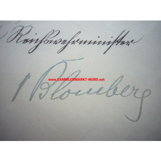 Imperial War Minister WERNER VON BLOMBERG (Pour le Merite) - Autograph