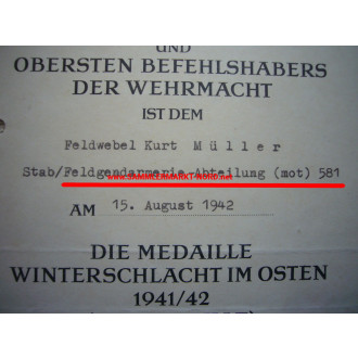 Document group - Feldgendarmerie-Abteilung (mot) 581 ("Kettenhunde")