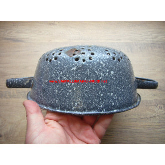 Enamelled pasta strainer - former Wehrmacht steel helmet