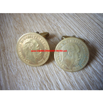 Great Britain - Edward VII - Pair of cufflinks from 1902 coronation coins