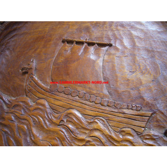 Nordic wooden plate - Viking ship - Viking cult