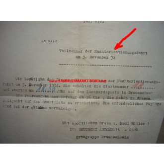 O.N.G. Oberste Nationale Sportbehörde für die deutsche Kraftfahrt - Ausweis & Dokument 1934