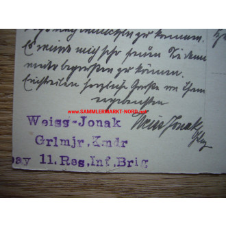 Major General LUITPOLD WEISS-JONAK - Commander of the 11th Bavarian Reserve Infantry Brigade - Autograph