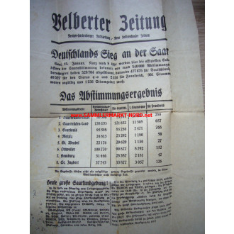 Velberter Zeitung - Aushang / Flugblatt - Saarabstimmung & Kriegsende im Westen