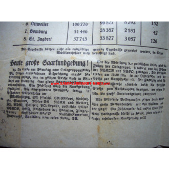 Velberter newspaper - Notice / flyer - Saar referendum & end of the war in the West