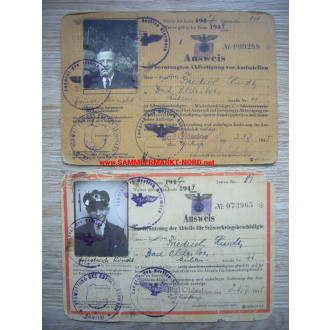 2 x identity card for severely war-disabled persons - Bad Oldesloe - 23 July 1945